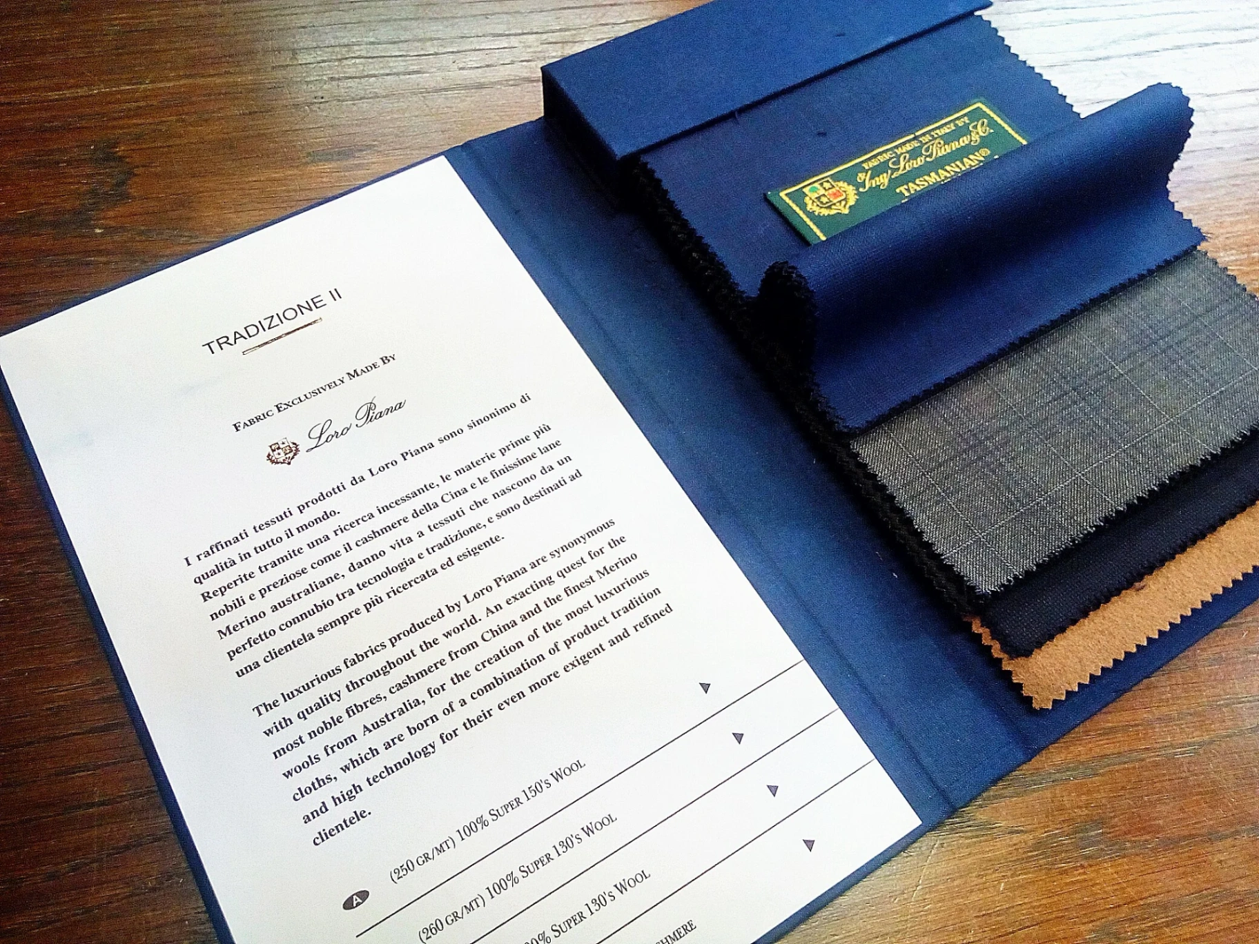 Loro Piana fabric swatches