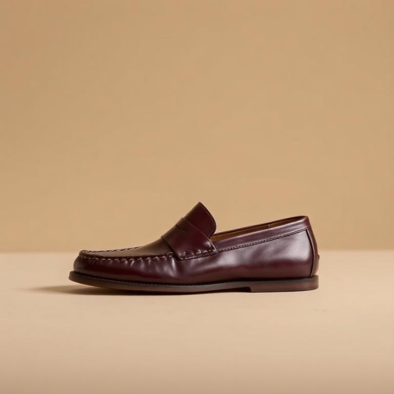 Burgundy leather penny loafer slip-on bespoke shoe